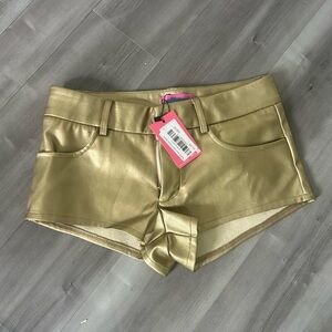 Edikted Gold High Waist Shorts Metallic Shine Brand New